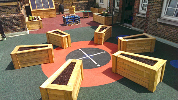 New grow and learn planters and transformed roof after refurbishment