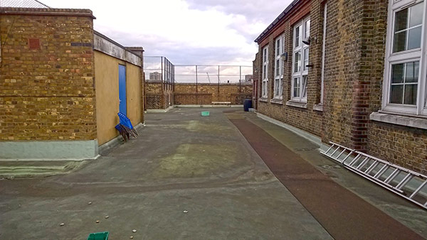 Central London school roof before installation of roof garden
