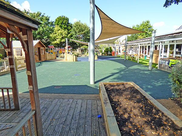 View across refurbished playground showing full extent of work