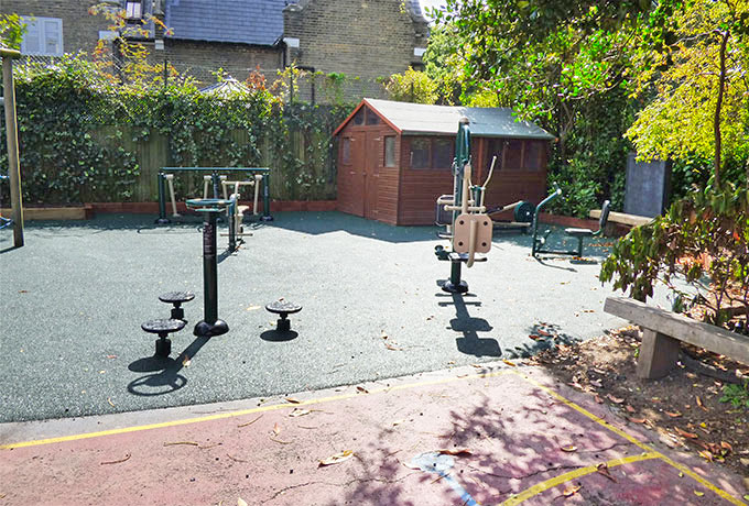 Newly installed outdoor gym for Wimbledon school